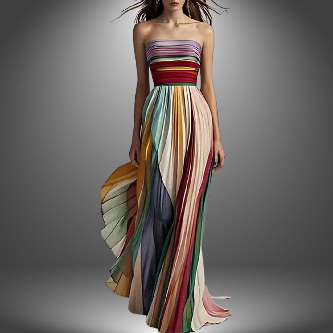 Dylan | Colorful Stripes Tube Top Maxi Dress