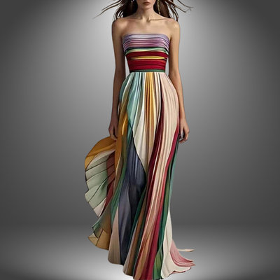 Dylan | Colorful Stripes Tube Top Maxi Dress