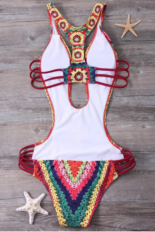 Indie™ - STYLISH SWIMSUIT WITH CROCHET DETAIL AND OPEN BACK