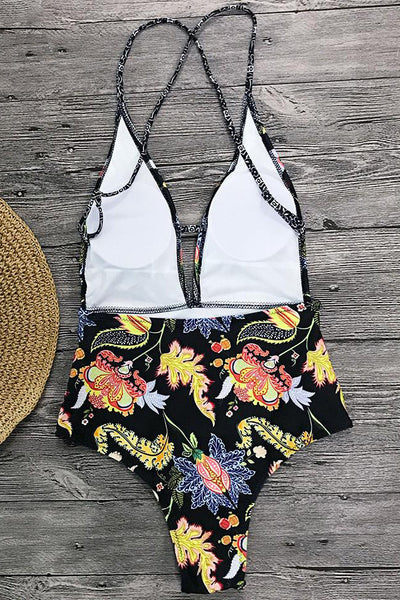 Dyani - PRINT SWIMSUIT WITH V-NECK DESIGN