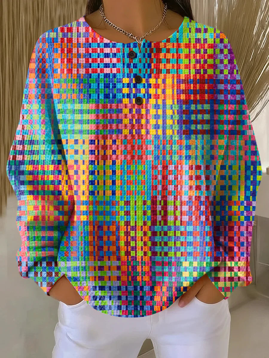 Lily | Sweater with Colorful Checkered Design