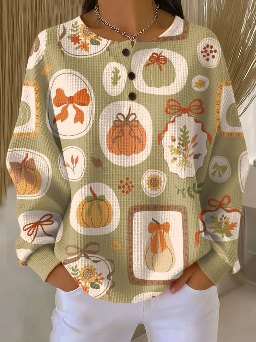 Maya | Autumn Sweater with Bows and Pumpkins