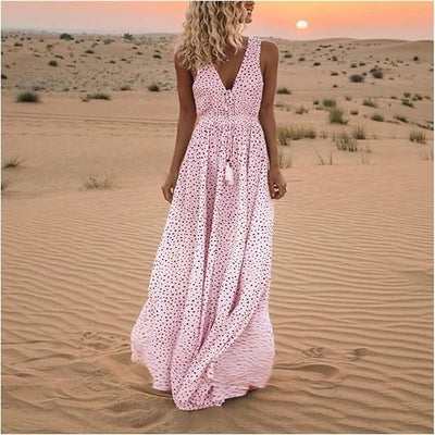 Ismena | Boho Polka Dot Maxi Dress