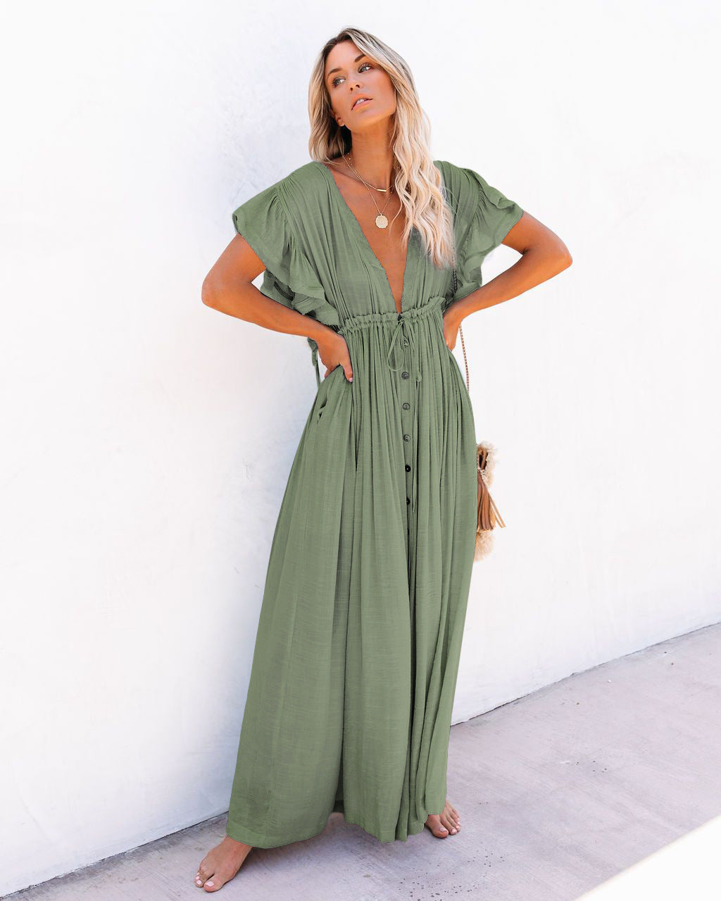 Audra | Boho V-Neck Kimono Beach Cover-Up Dress