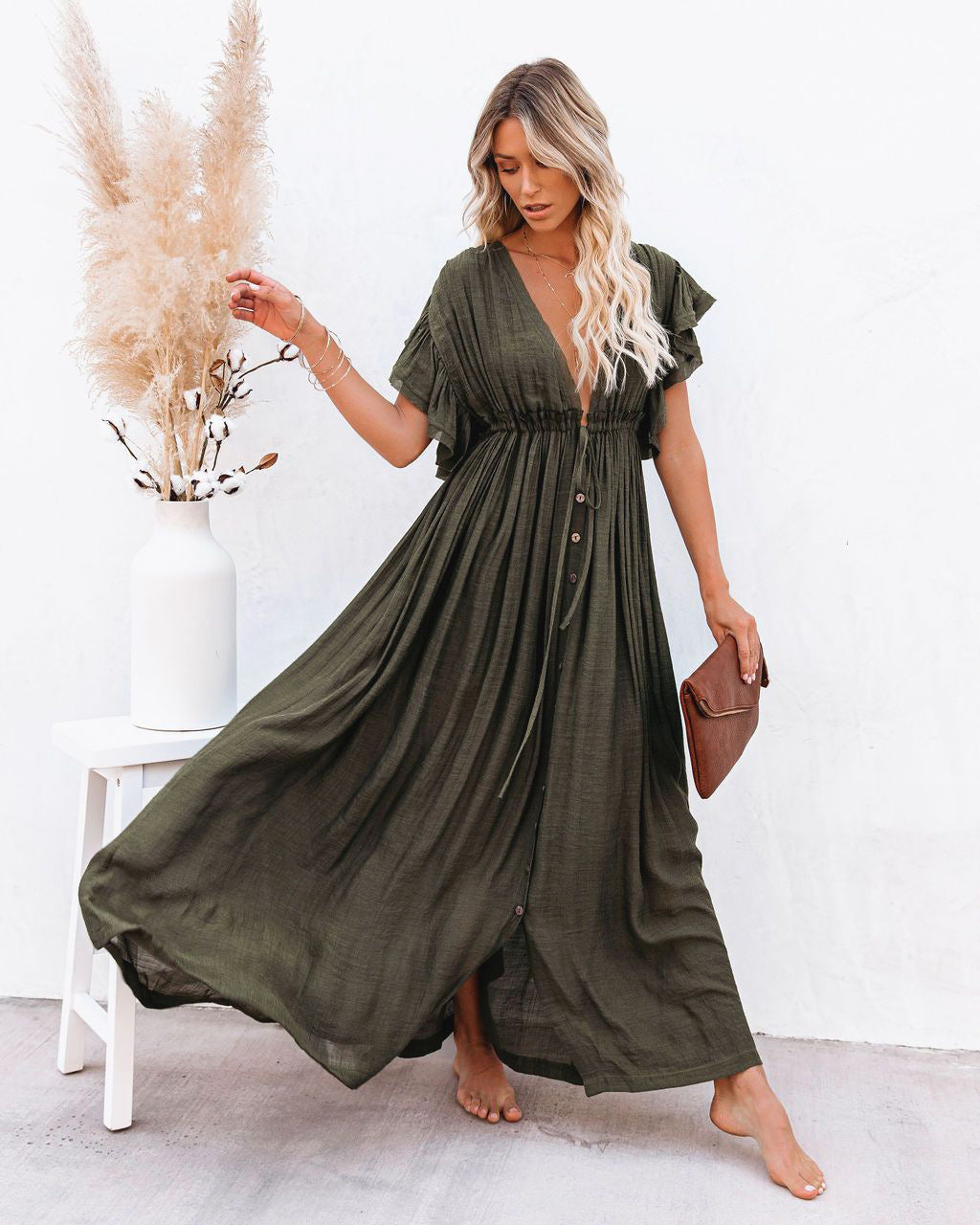 Audra | Boho V-Neck Kimono Beach Cover-Up Dress