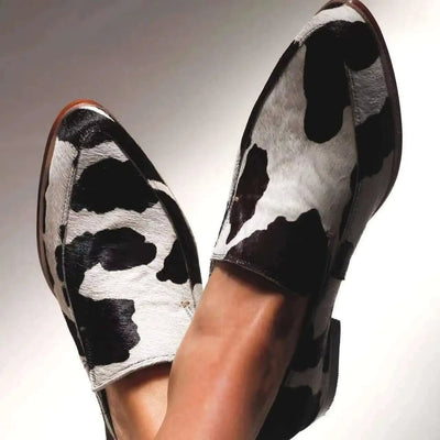 Paloma – Cow Print Suede Loafers