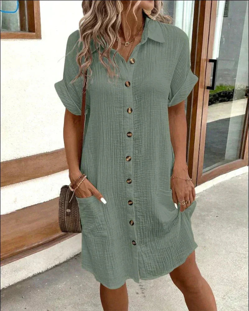 Hailey | Women’s Retro Cotton Linen Shirt Dress