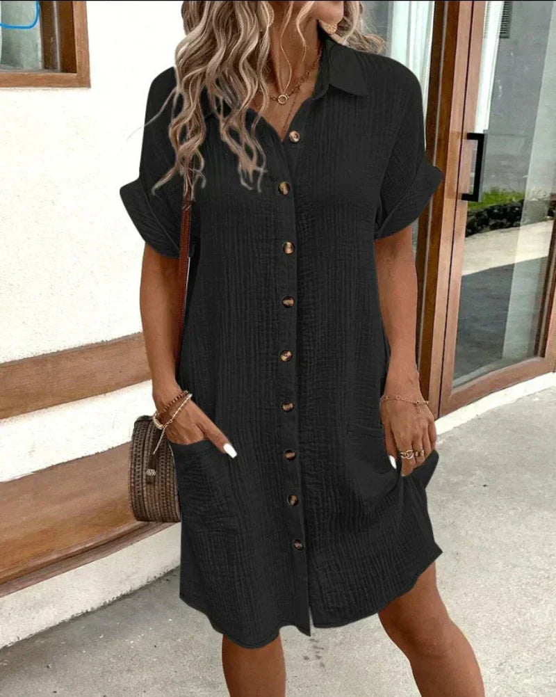 Hailey | Women’s Retro Cotton Linen Shirt Dress