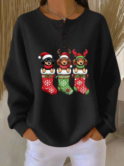 Nora | Vintage Christmas Sweater with Dog Motif