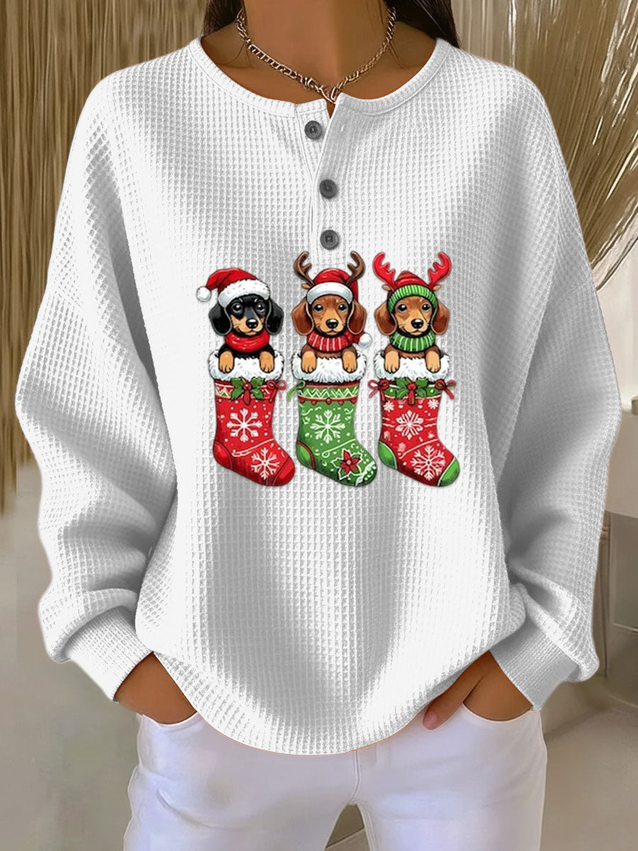 Nora | Vintage Christmas Sweater with Dog Motif