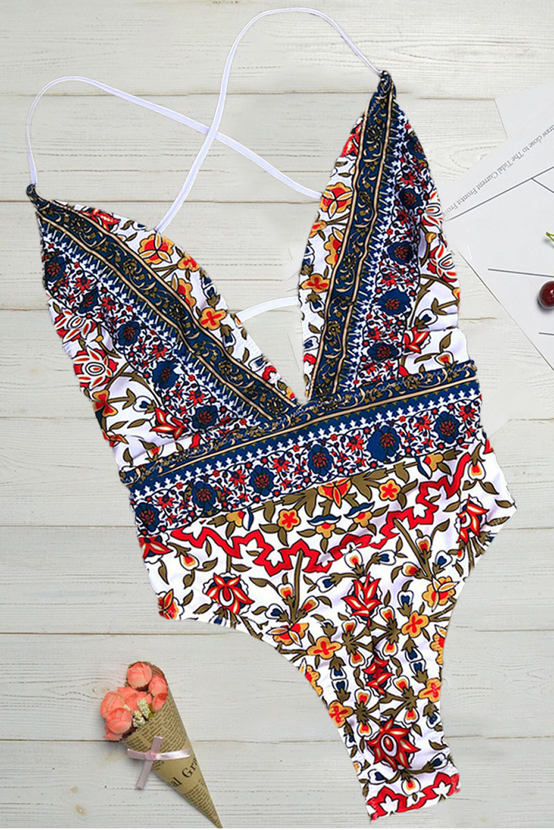 Dyani - PRINT SWIMSUIT WITH V-NECK DESIGN